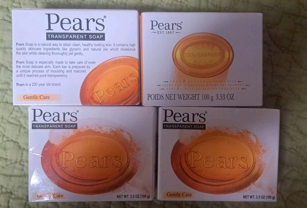 SET OF 4 Pears Transparent Glycerin Bar Soap 3.53 Oz Each ORANGE COLOR NEW