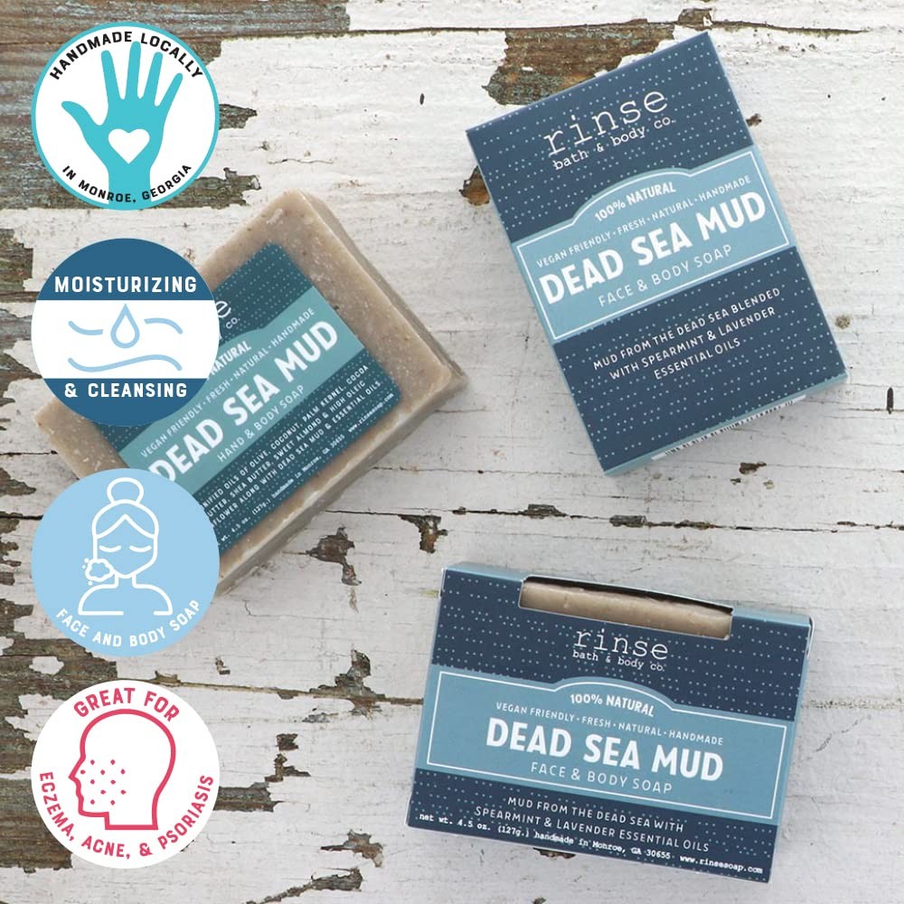 Rinse Bath & Body Dead Sea Mud Soap Bar 0.53 Ounce (Pack of 8),