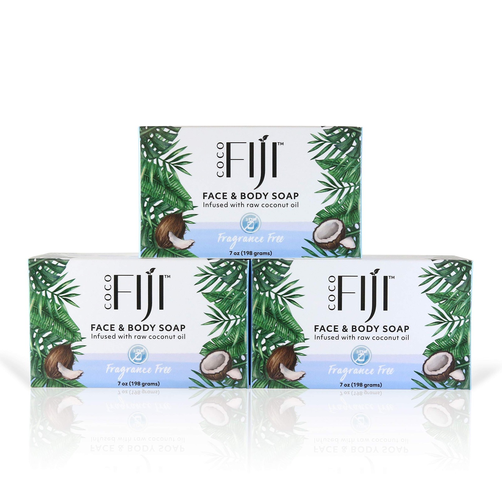 Coco Fiji Plant Based Soap Bar Pack Of 3 Moisturizing Vegan Coconut Cleanser