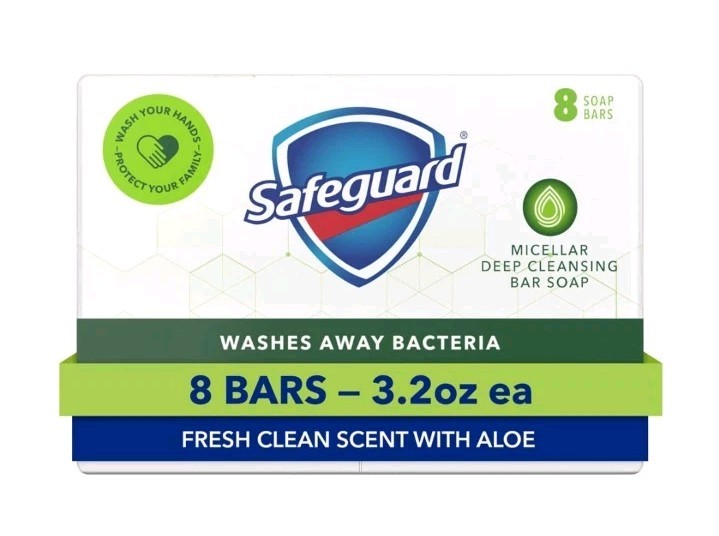 Safeguard Bath Bar Soap, Fresh Clean Scent with Aloe, 3.2 oz (8 Count)