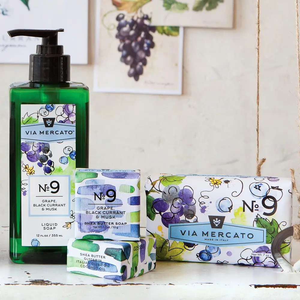 Via Mercato No. 9 Soap – European Soaps -Grape, Black Currant & Musk