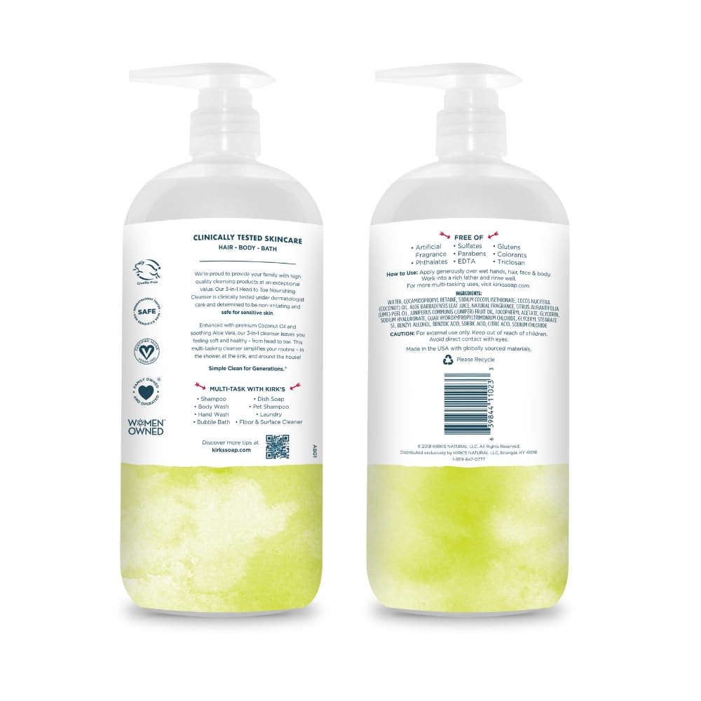 Juniper & Lime​ 3-in-1 Nourishing Cleanser and Travel Bar Soap, Shampoo Body …