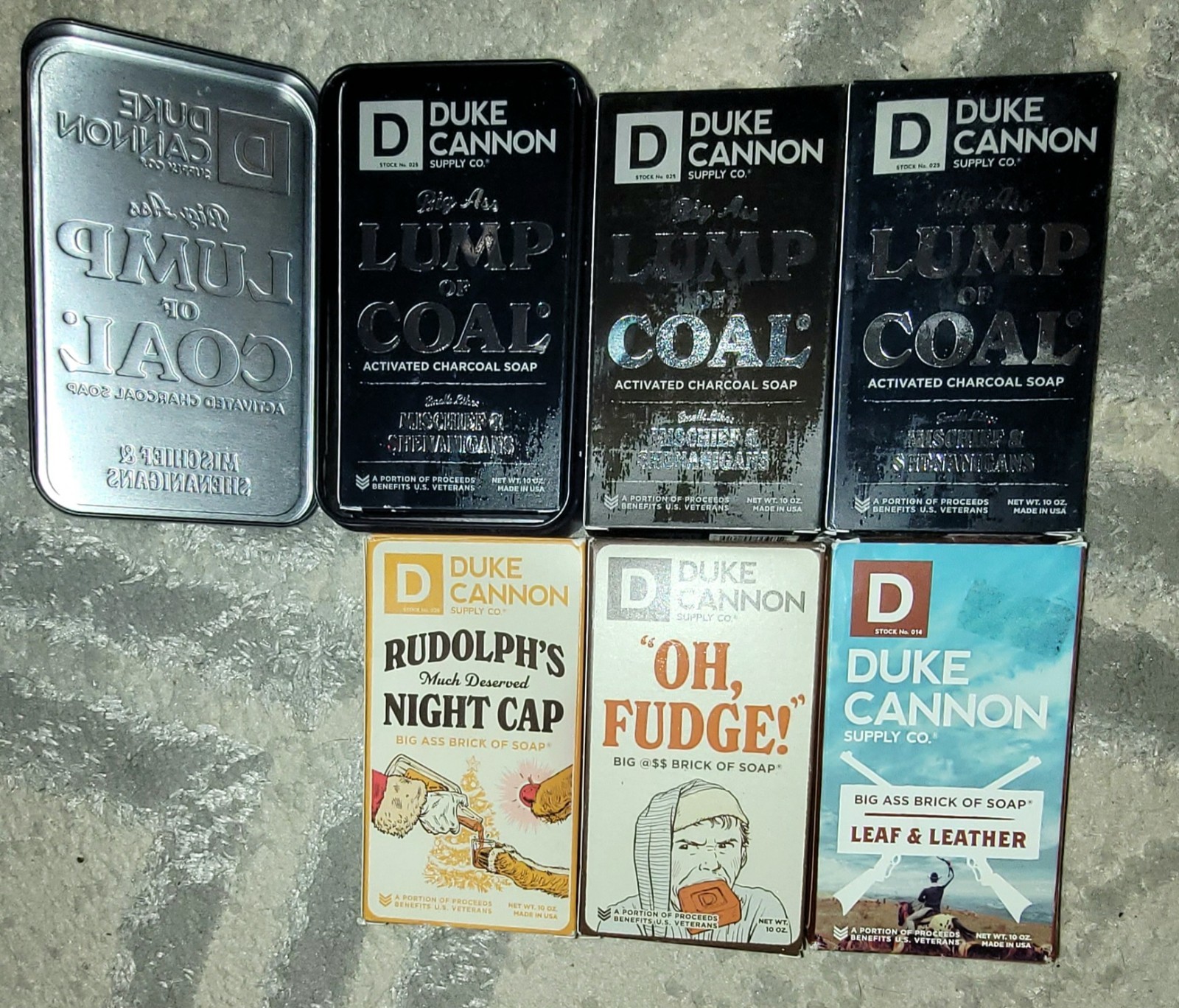 New DUKE CANNON Lot Of 6 Bars Variety – Lump Of Coal, Leaf & Leather, OH Fudge+