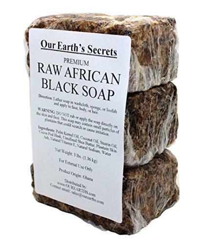 Our Earth’s Secrets Premium Natural Raw African Black Soap, 3 Pound