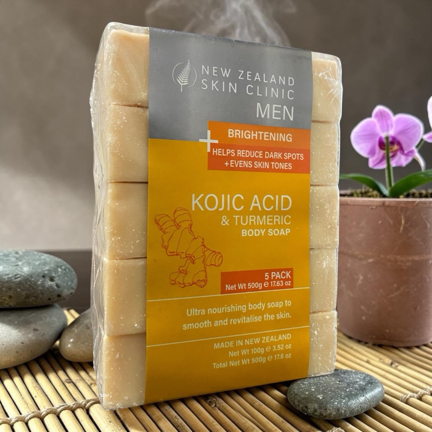 New Zealand Skin Clinic Kojic Acid Turmeric Brightening Body Soap 5 Pack 500g