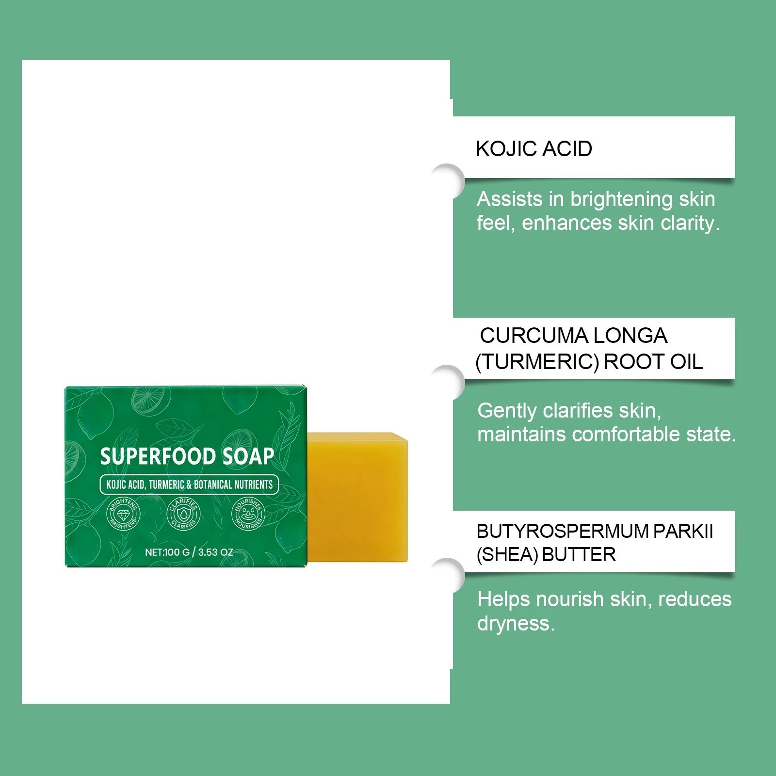 Turmeric Lemon Soap Bar 100g Superfood Soap Brightening Skin Cleanser