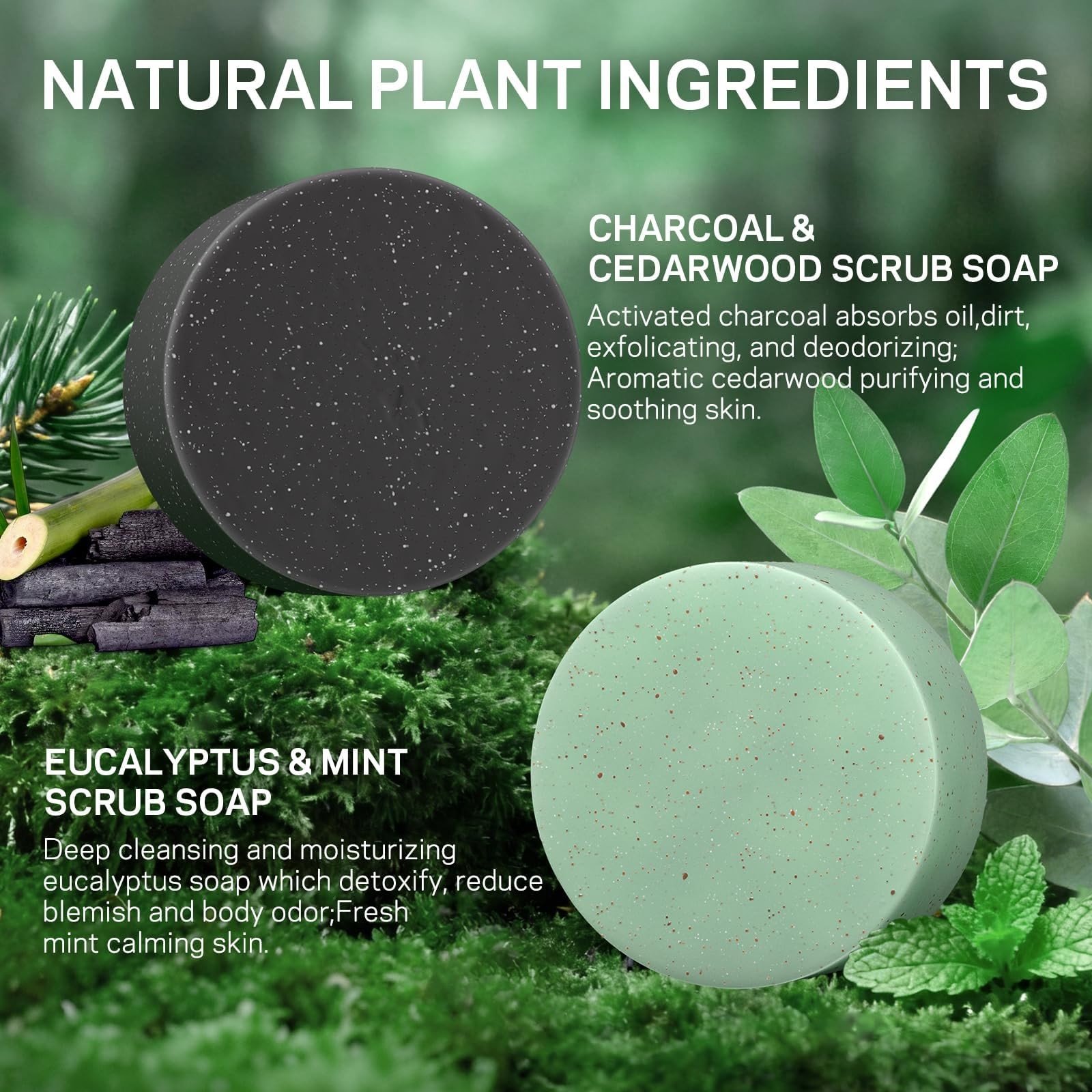 Exfoliating Body Scrub Soap Bar, 2 Pack Eucalyptus & Soaps, Dead Sea-Salt Exf…