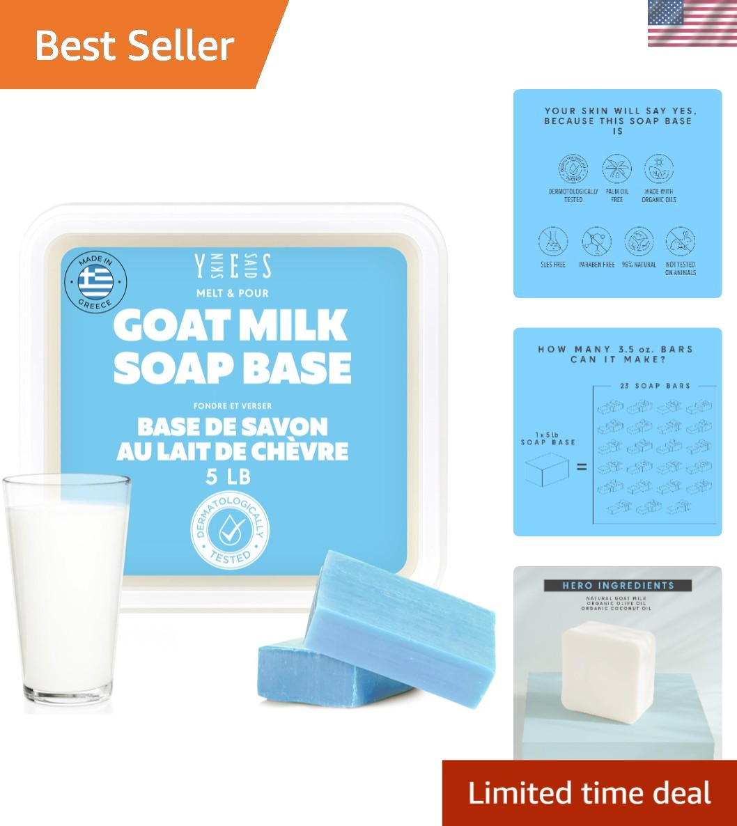 5Lb Organic Goat Milk Soap Base – SLS/SLES Free, Perfect for DIY Luxury Soaps