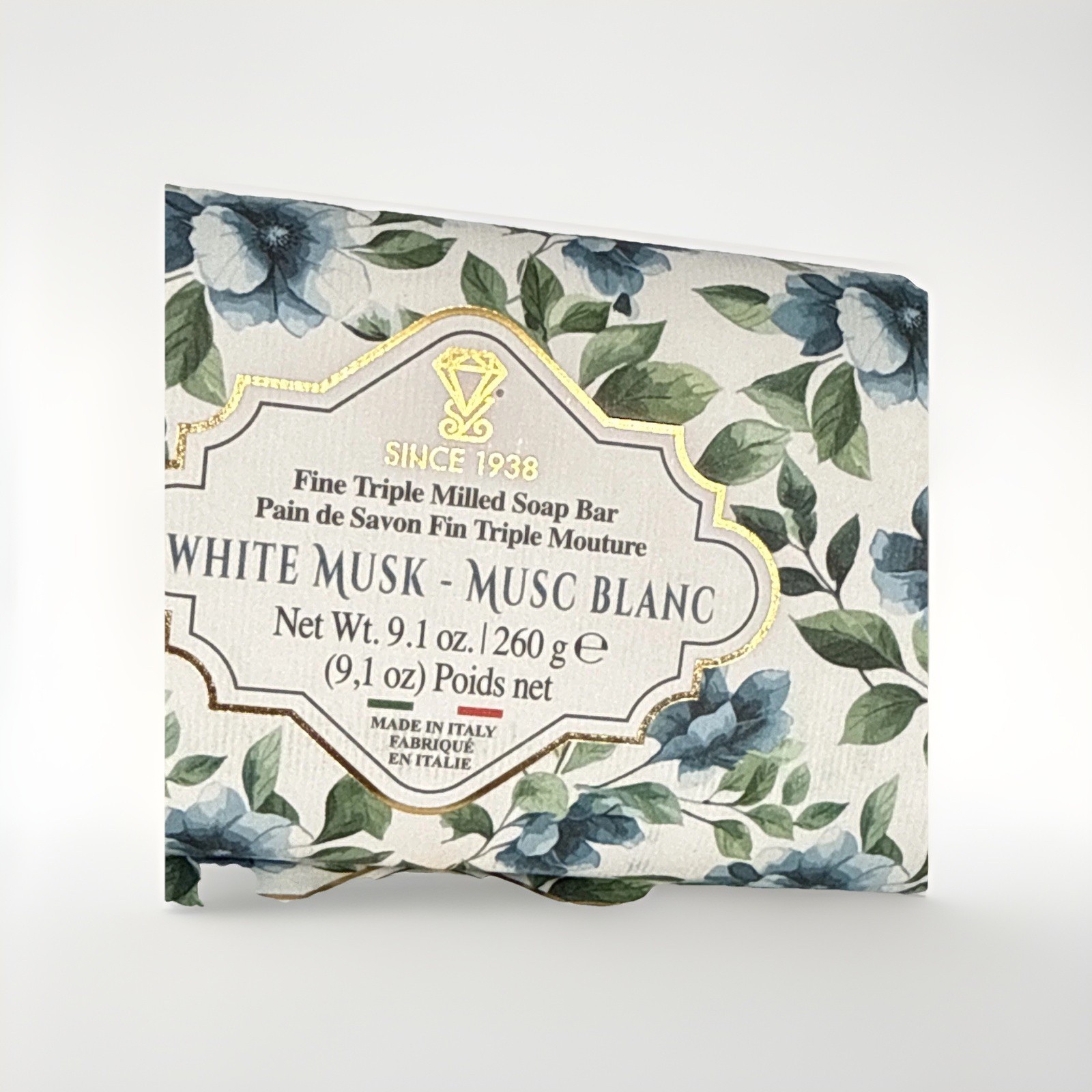 Timeless Elegance: 4-Pack White Musk Soap Bars, Floral Wrap, 9.1 oz Each