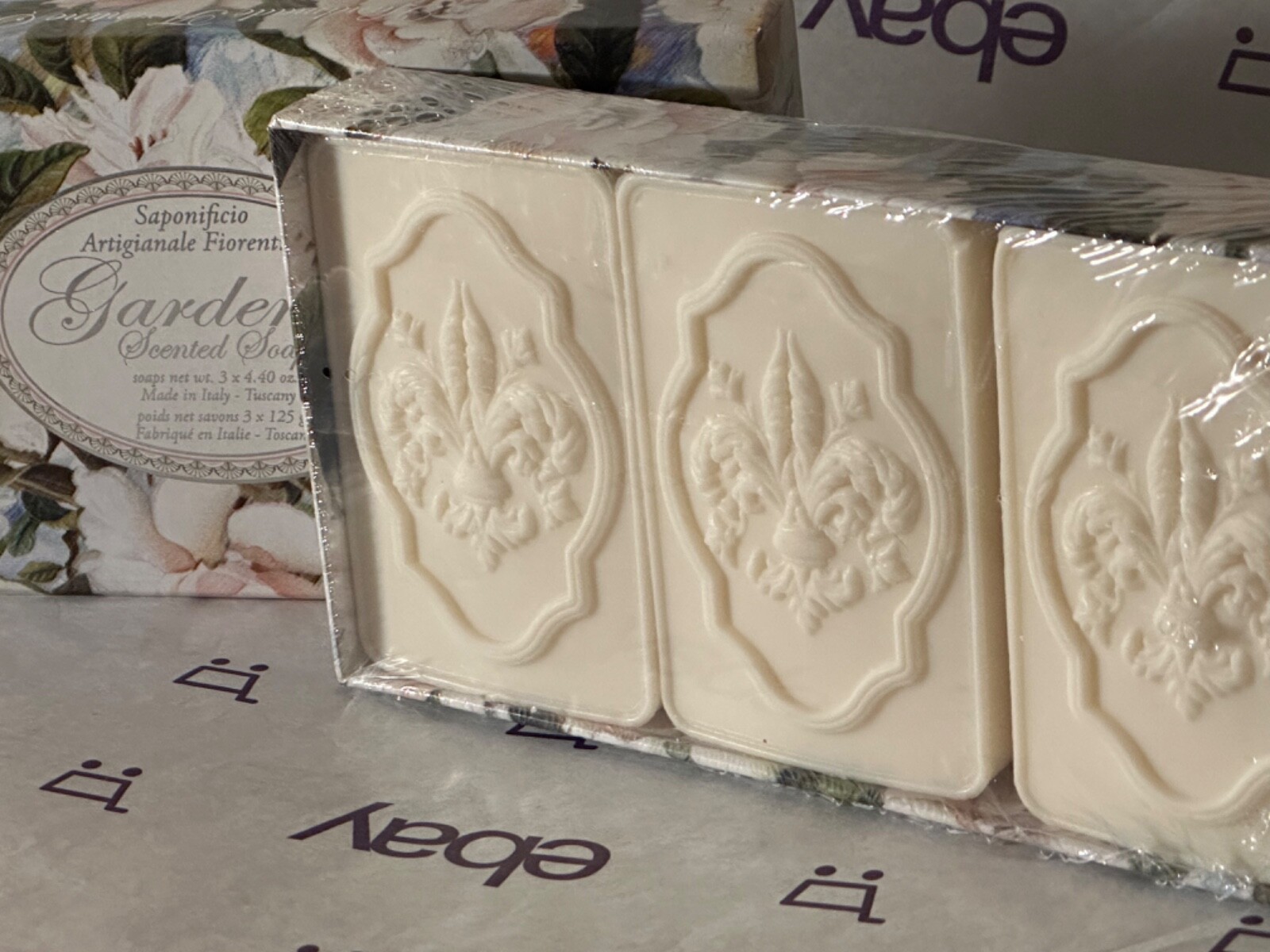 SAPONIFICIO ARTIGIANALE FIORENTINO *GARDENIA * 3 x 4.40oz Handmade Tuscan Soap