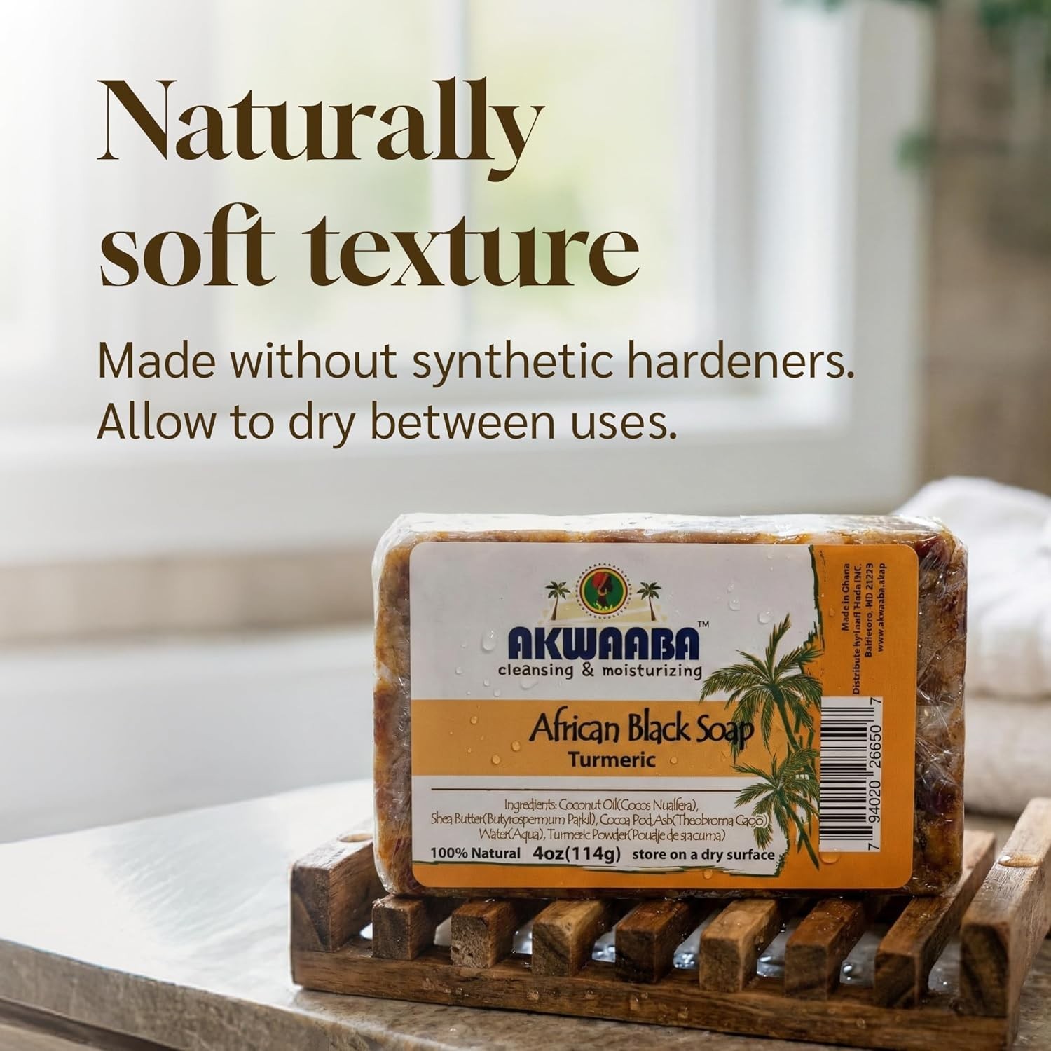 Natural African Black Soap with Papaya | 4 oz Gentle Cleanser for Face & Body