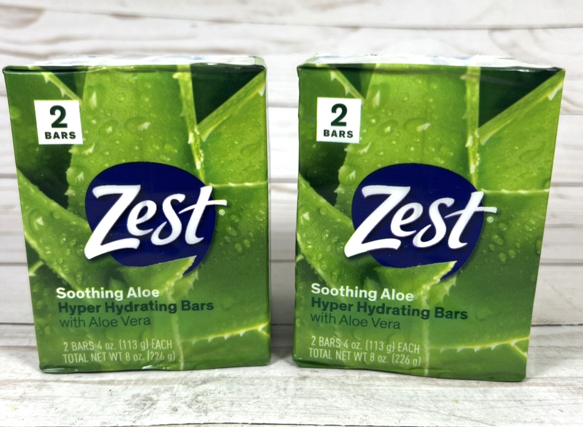 Zest Soothing Aloe Hyper Hydrating Bars with Aloe Vera 2 Bar Pack Bar Soap (2x)