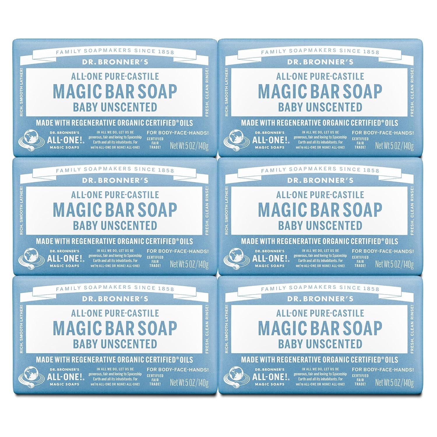 Organic Unscented Baby Soap Bars – 5 oz, 6-Pack Pure-Castile for Soft Skin