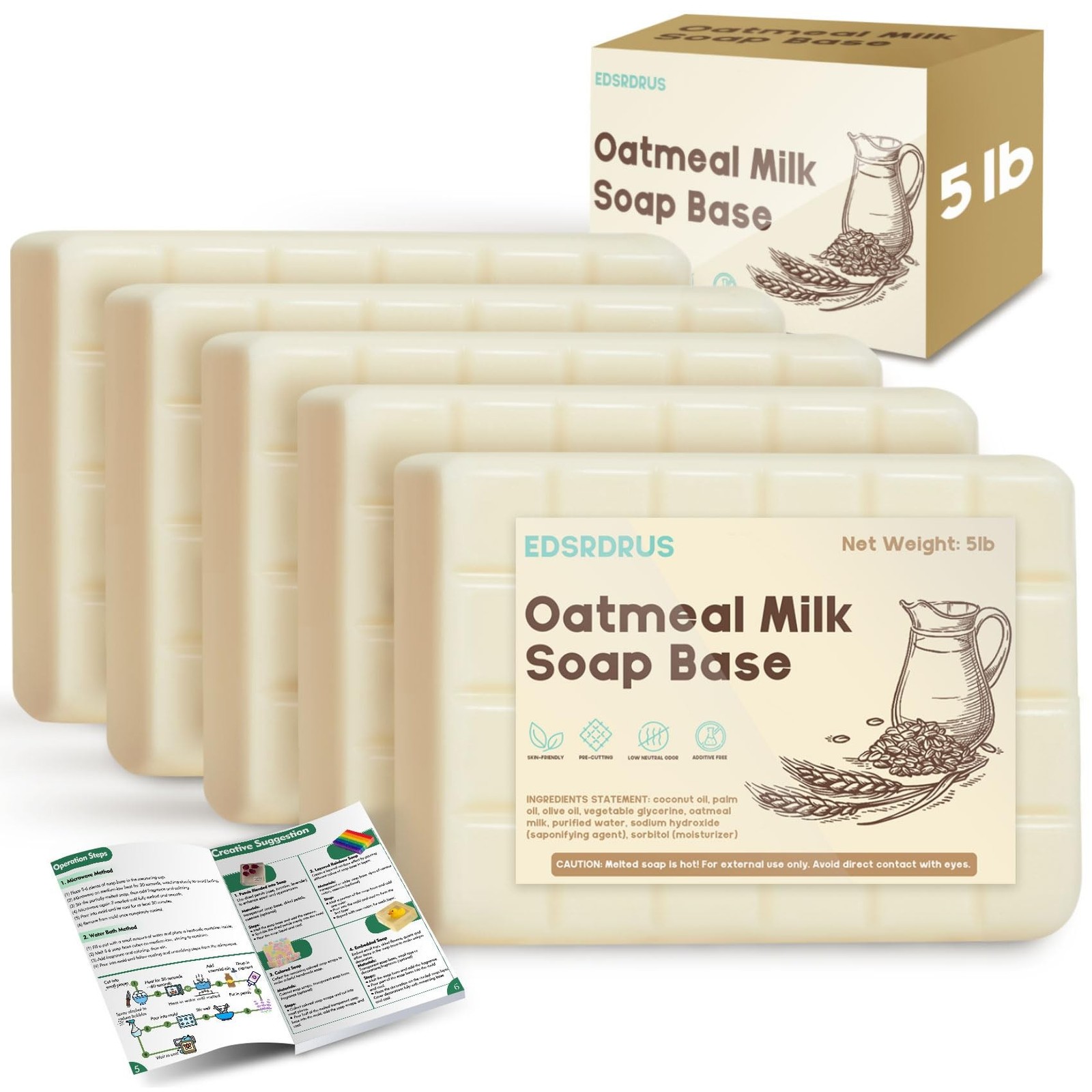 5lb Glycerin Soap Base – Scented Melt and Pour Soap Base for DIY Crafting, Ea…