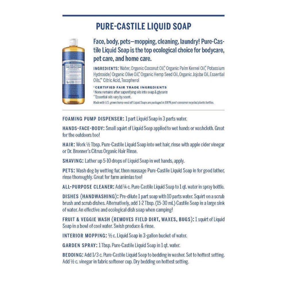 Magic Pure Castile Liquid Soap Bodywash – Lavender – 32 fl oz: Vegan, Non-Toxic