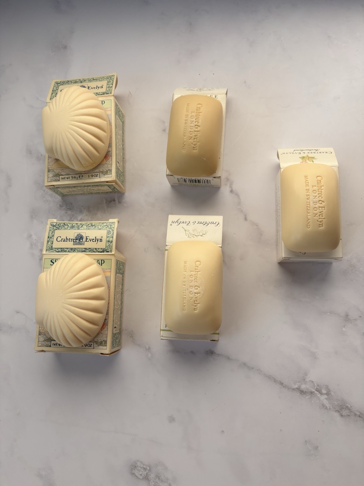 Vintage Crabtree & Evelyn Soap Lot Sea Shell Jojoba Lily Almond Avocado NOS