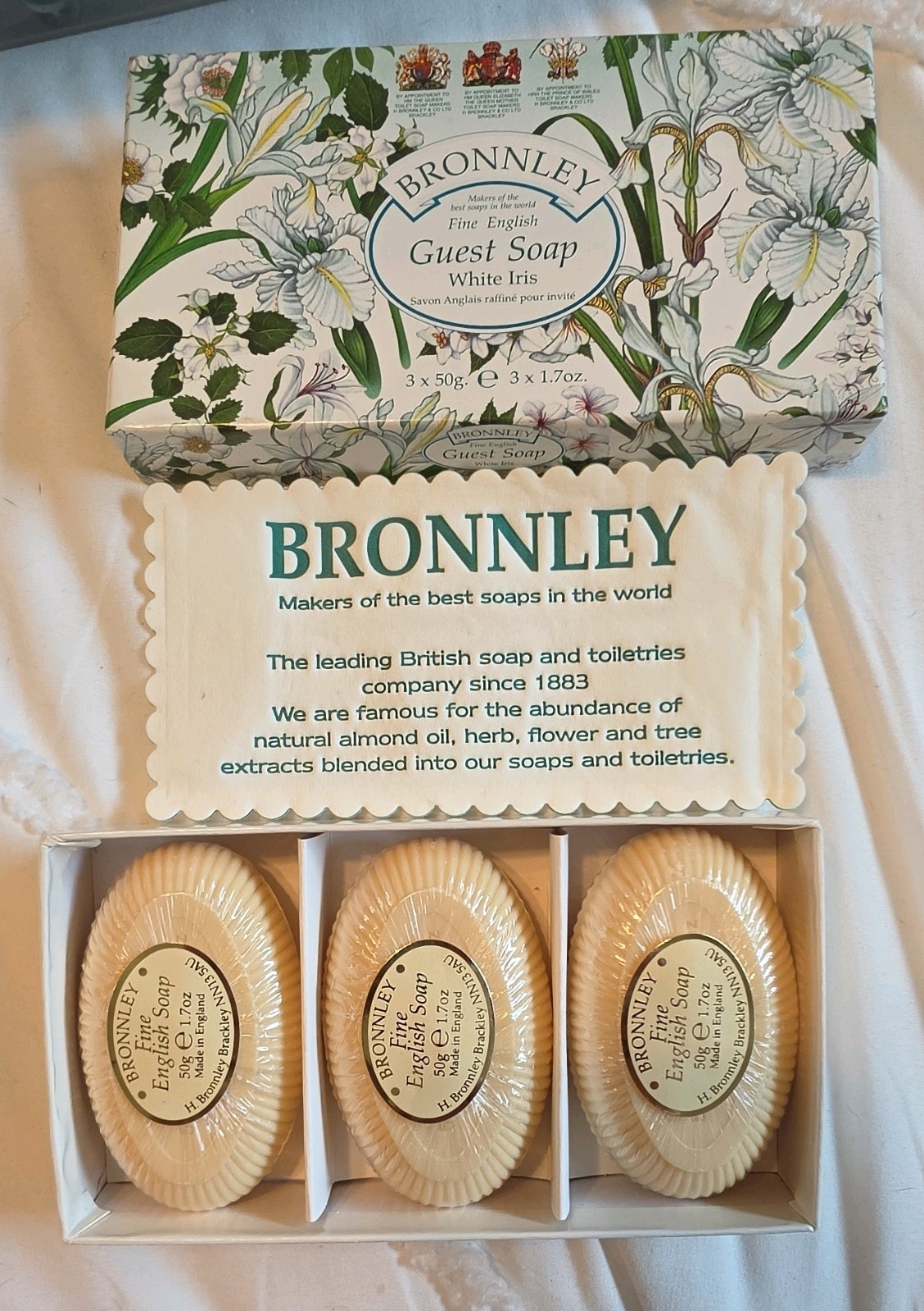 Bronnley Guest Soap Multipack White Iris Scent 3 x 50g (1.7 oz)