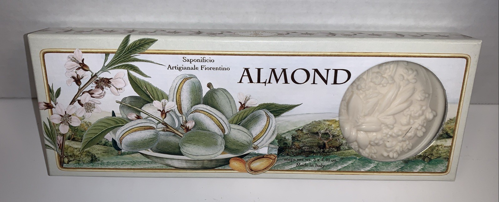 Saponificio Artigianale Fiorentino Almond Scented Soap 3 Bars 4.4 oz Each Italy