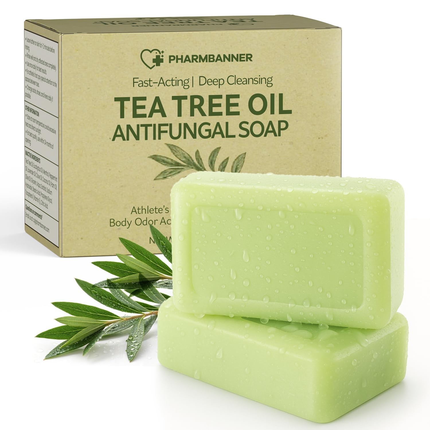 8PK Antifungal Bar Soap Tea Tree Oil for Face & Body Athlete’s Foot, Jock Itch