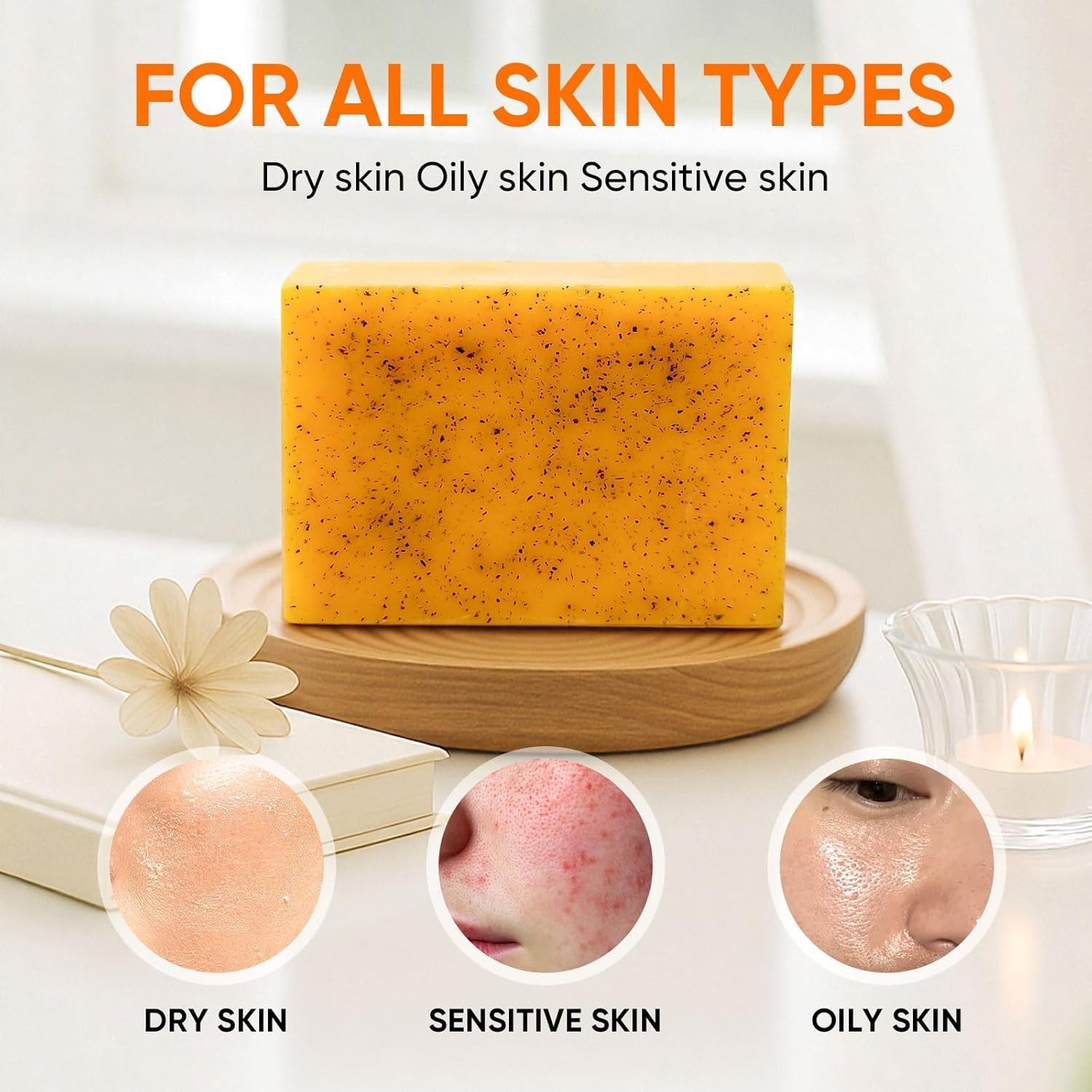 femani 3 PCS Turmeric Soap Bar for Face and Body, Lemon Turmeric Face Wash with
