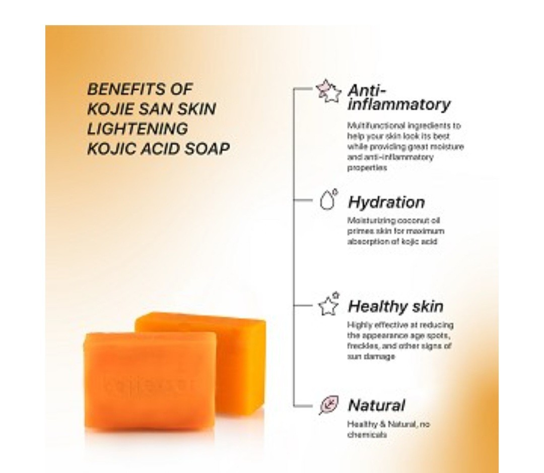 A+ Original Kojie San Skin Lightening Kojic Acid Soap 65g Pack of 3 Thailand New