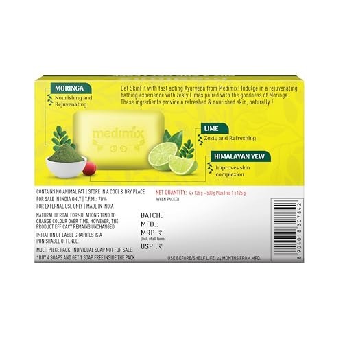 Medimix Lime Moringa Soap 125g Ayurvedic Herbal Bath Bar Vegan 5Pc Pack