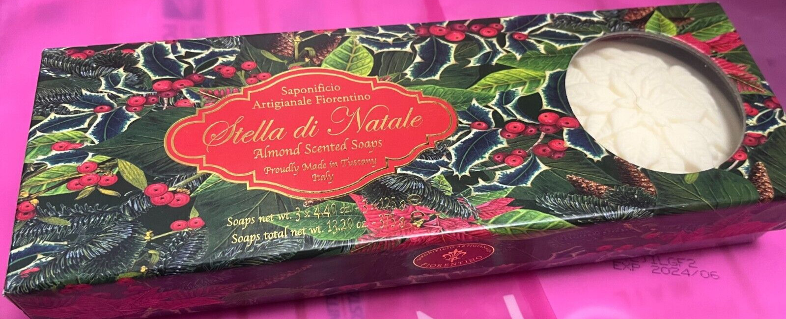 SAPONIFICIO ARTIGIANALE FIORENTINO ALMOND SCENTED SOAPS 4.40 OZ EACH CHRISTMAS