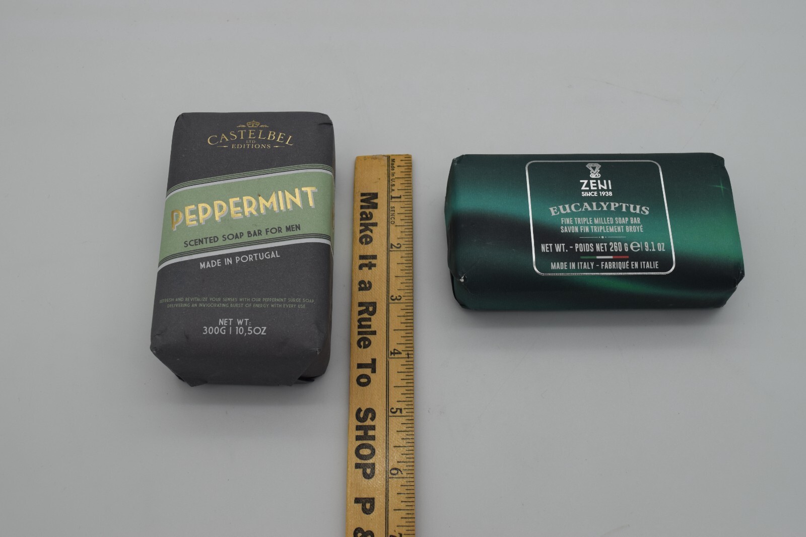 Lot Of 2 Bar Soap- Castelbel LTD Ed Peppermint 10.5 Oz & Zeni Eucalyptus 9.1 Oz