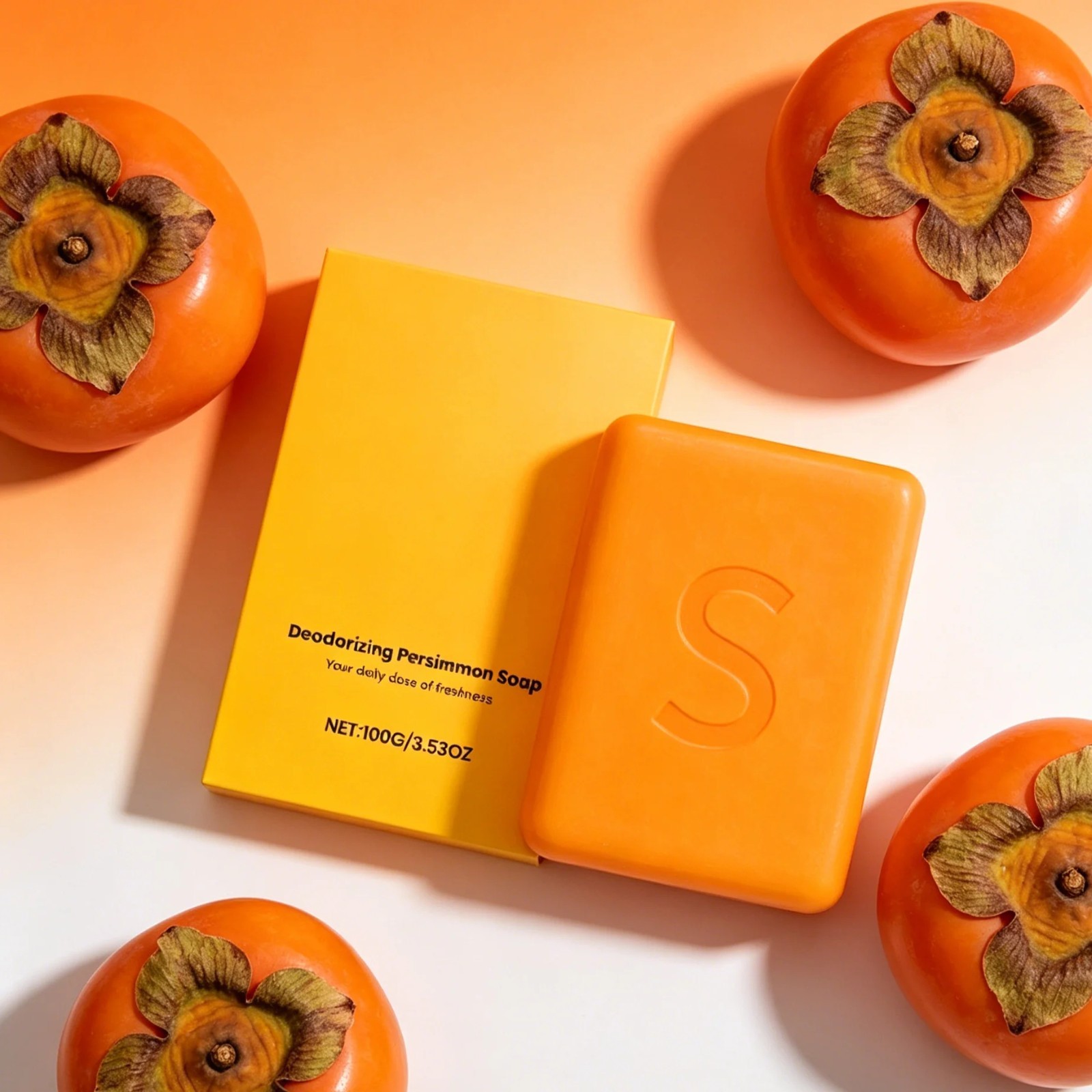 Swarva Persimmon Soap Bar Body Odor Control Deodorant Soap for Men&Women