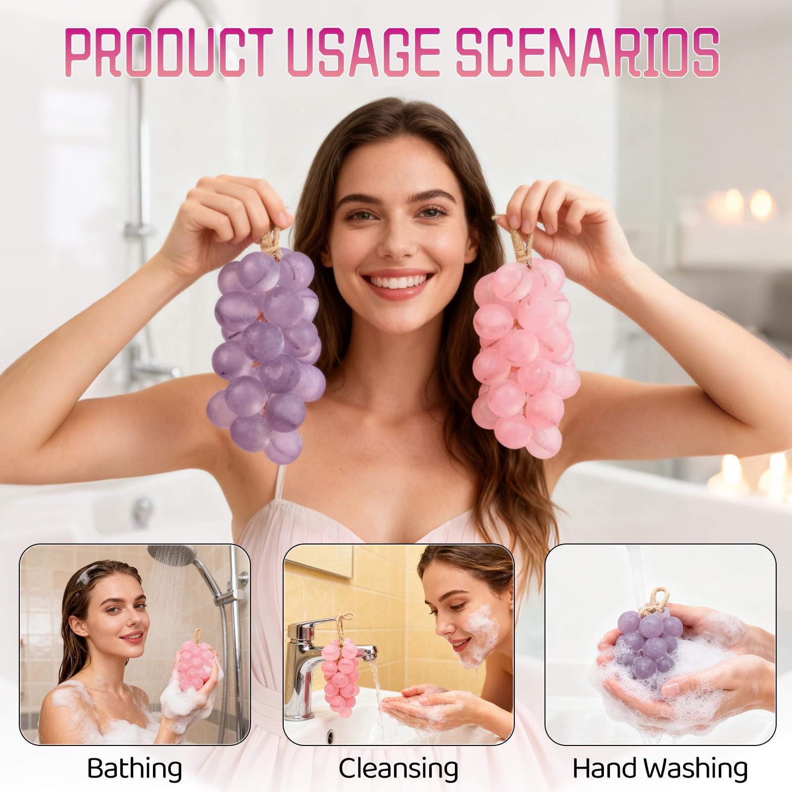 HDFDREO Grape Soap,Grape Soap On A Rope,Handmade 1 Fl Oz (Pack of 1), Purple