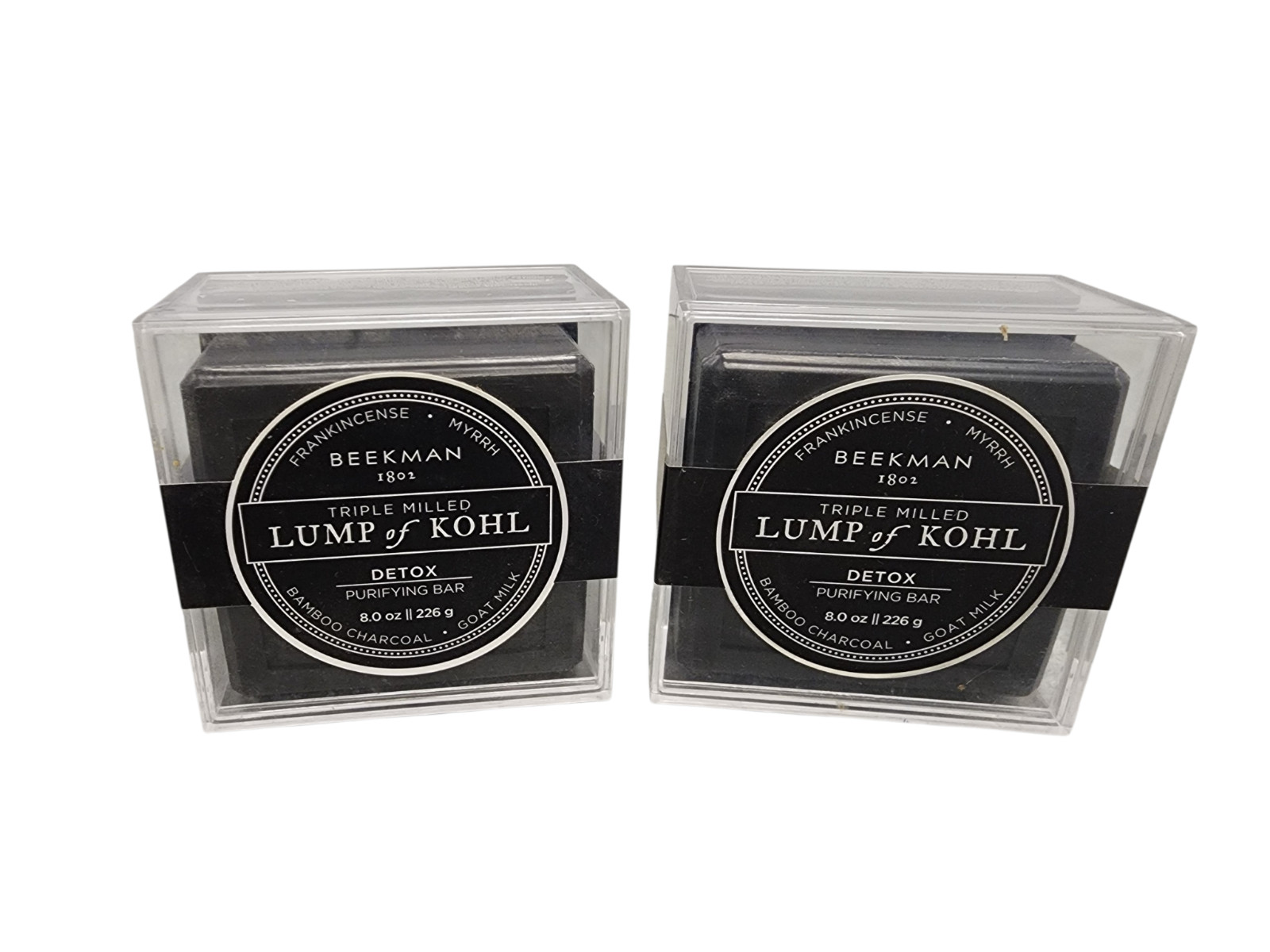 2 PC Beekman 1802 Lump of Kohl Charcoal Goat Milk Soap Bar Frankincense & Myrrh