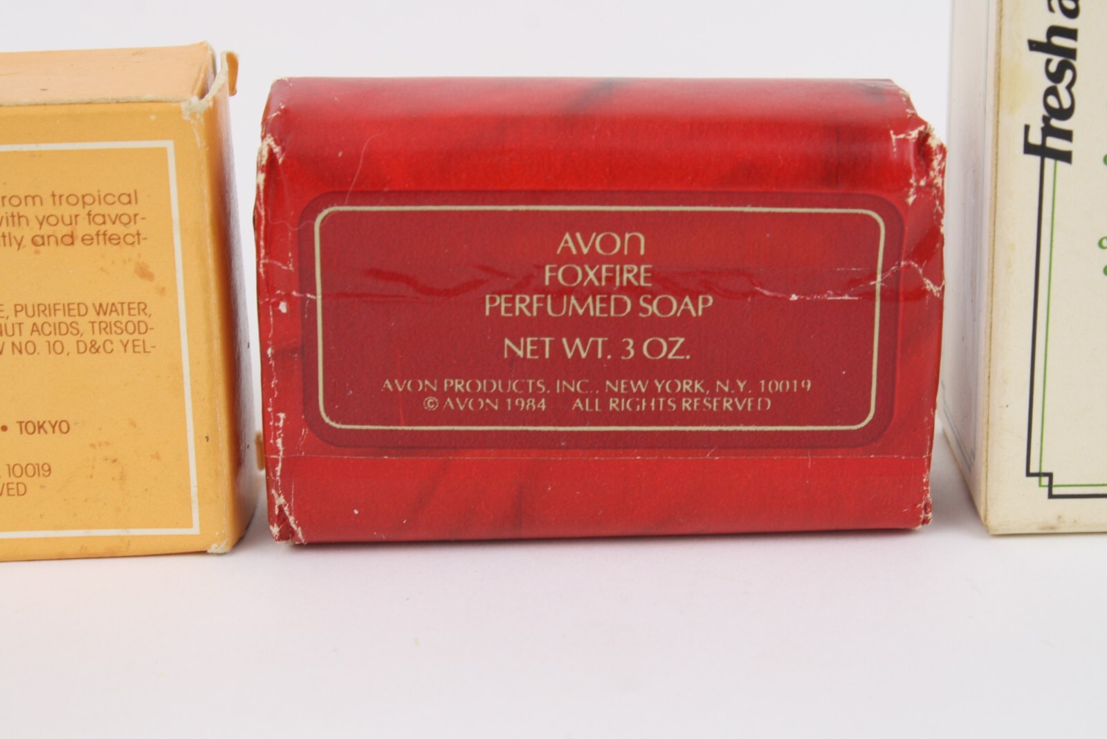 Lot 3 C1980 AVON Perfumed Bar Soap Timeless Foxfire Fresh As Nature Aloe Vera