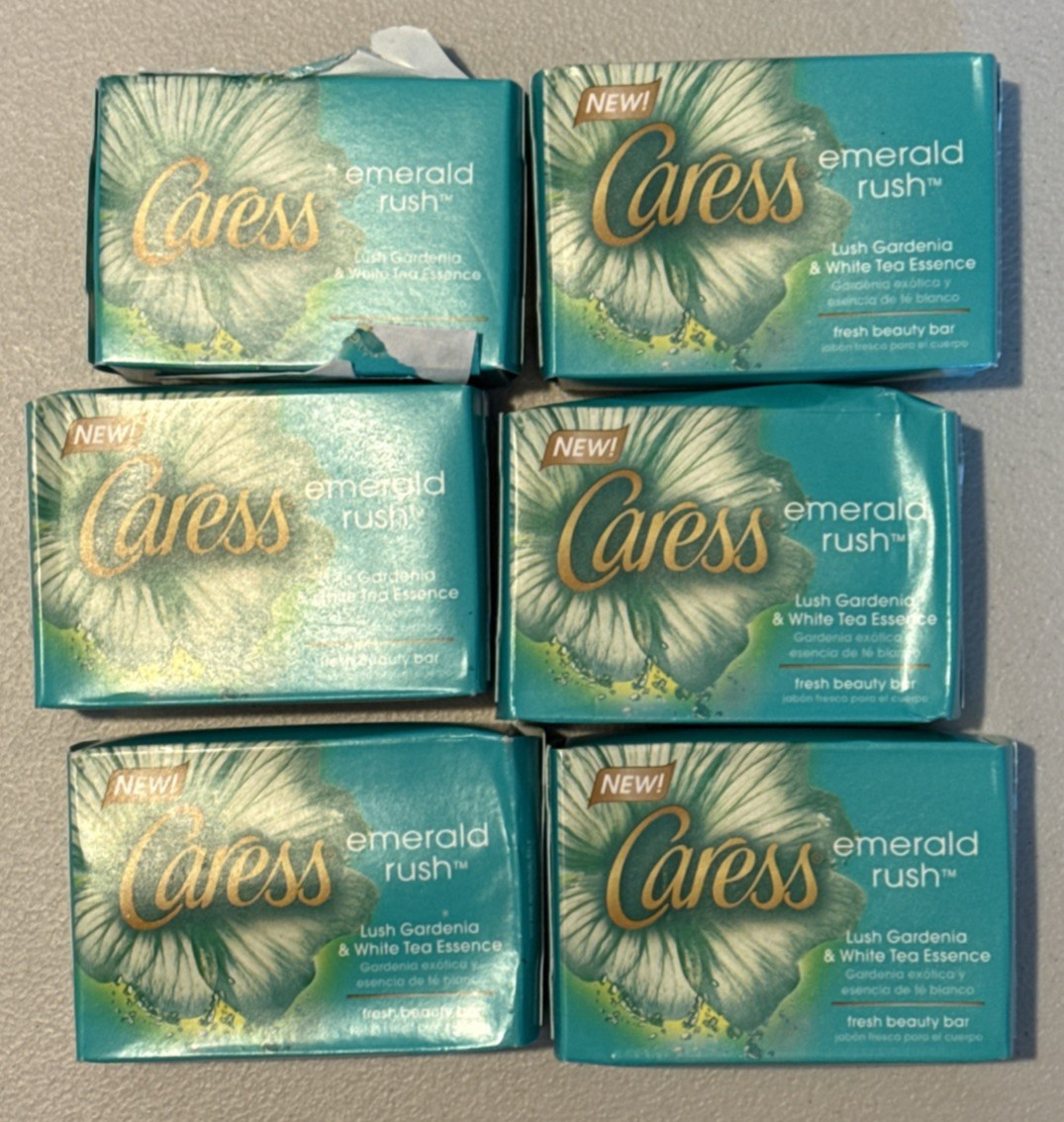 30 Caress Emerald Rush Lush Gardenia & White Tea Beauty Bars 4oz New Old Stock