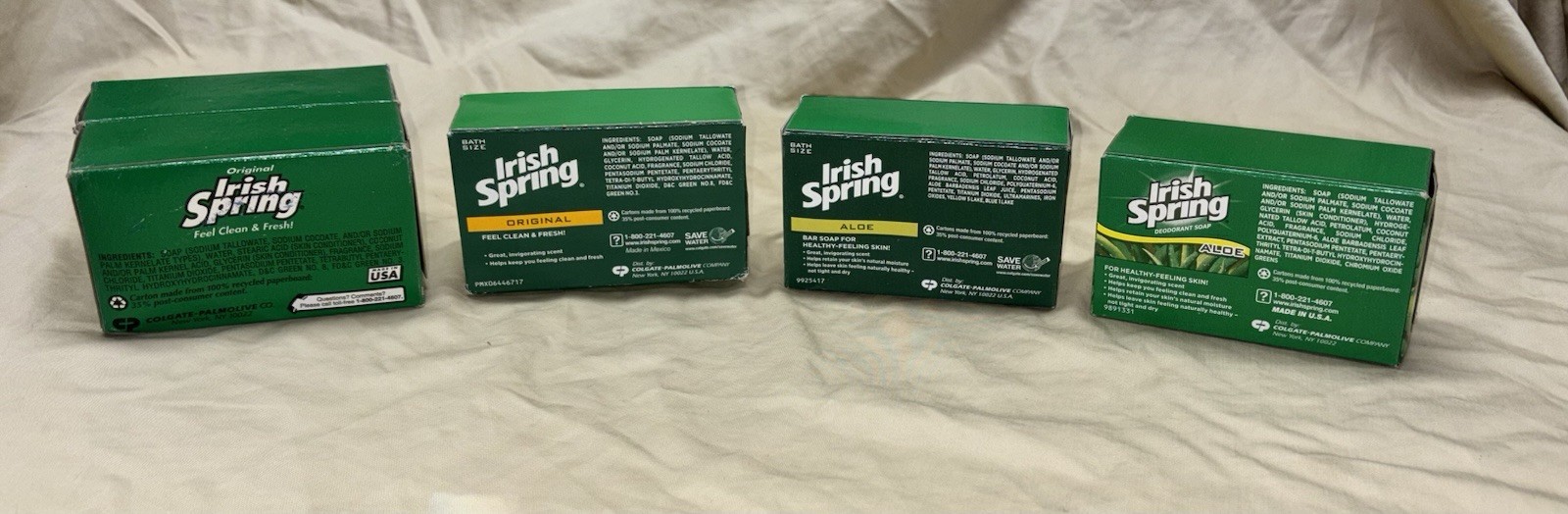 VTG Soap Irish Spring Original & Aloe 5 Bars Deodorant (2) 5.0 (3) 3.7oz-No Flax