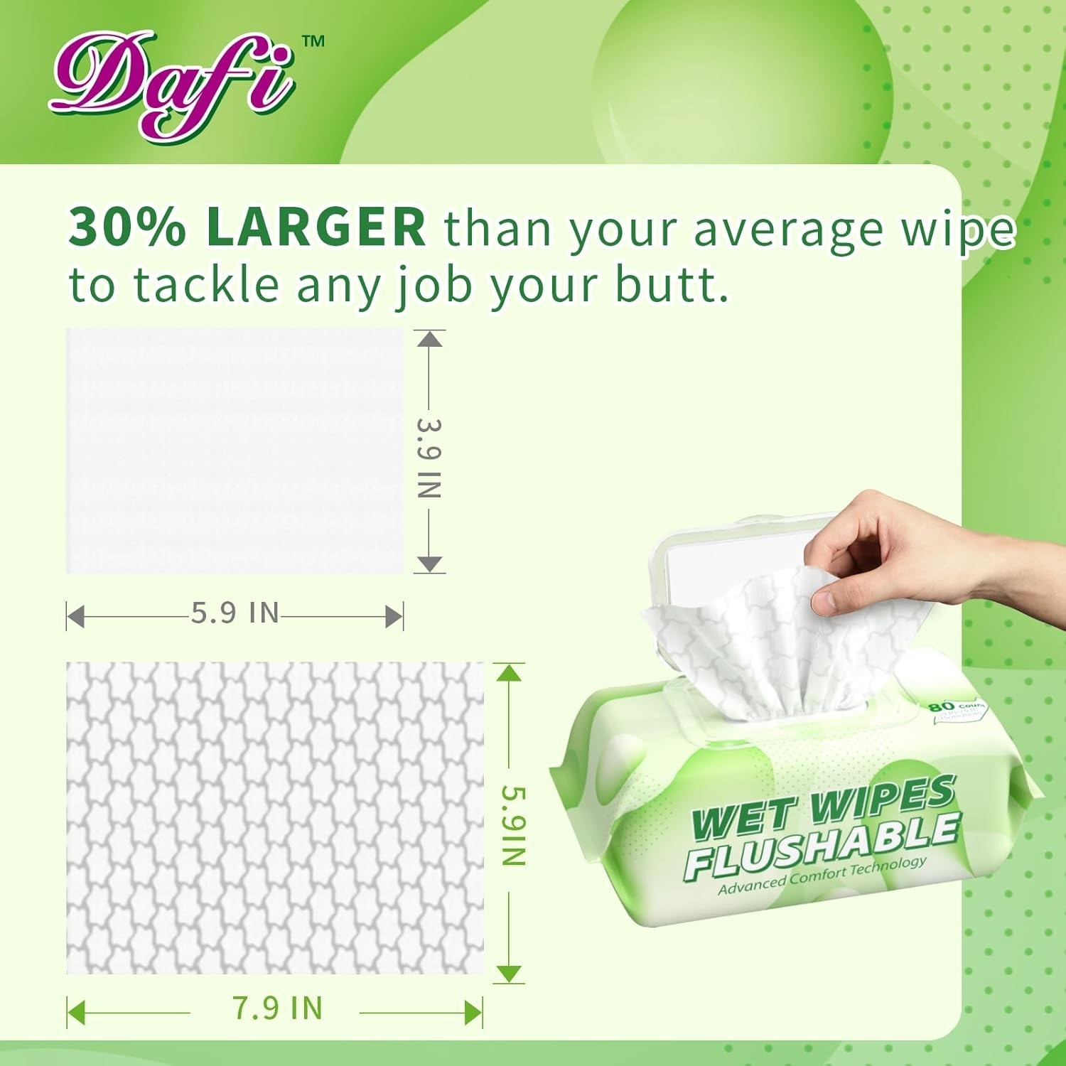Gentle Flushable Wipes for Adults: 240 Plant Fiber Wipes, Septic Safe Pack of 3