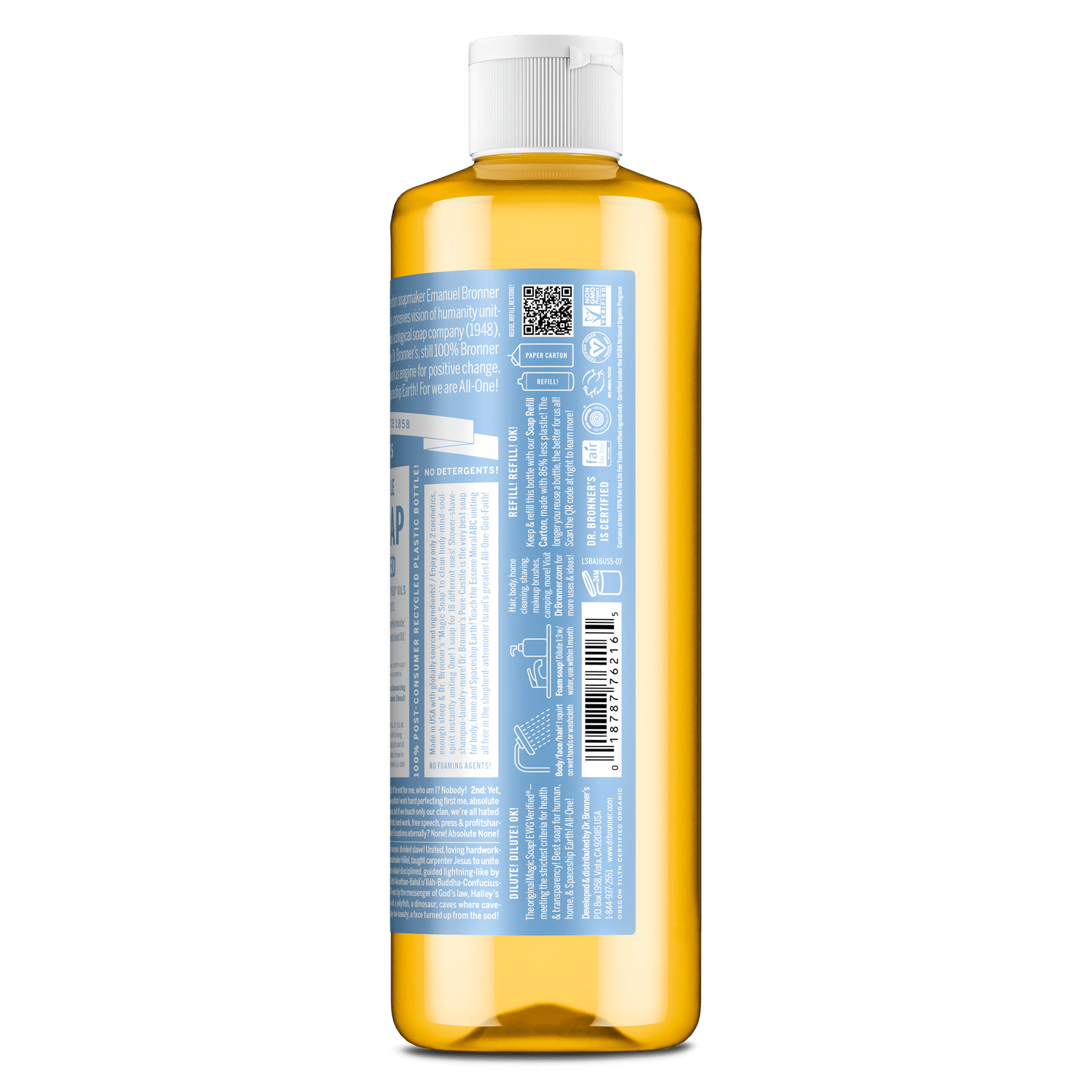 Magic Soap – Baby Unscented – Pure-Castile Liquid Soap – 16 fl oz