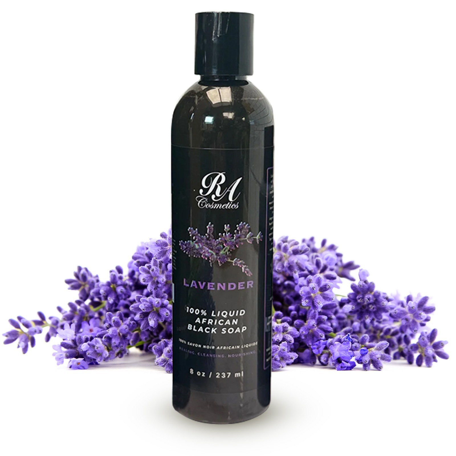 RA Cosmetics African Liquid Black Soap 8oz – Body & Face Wash – For Oily & Acne