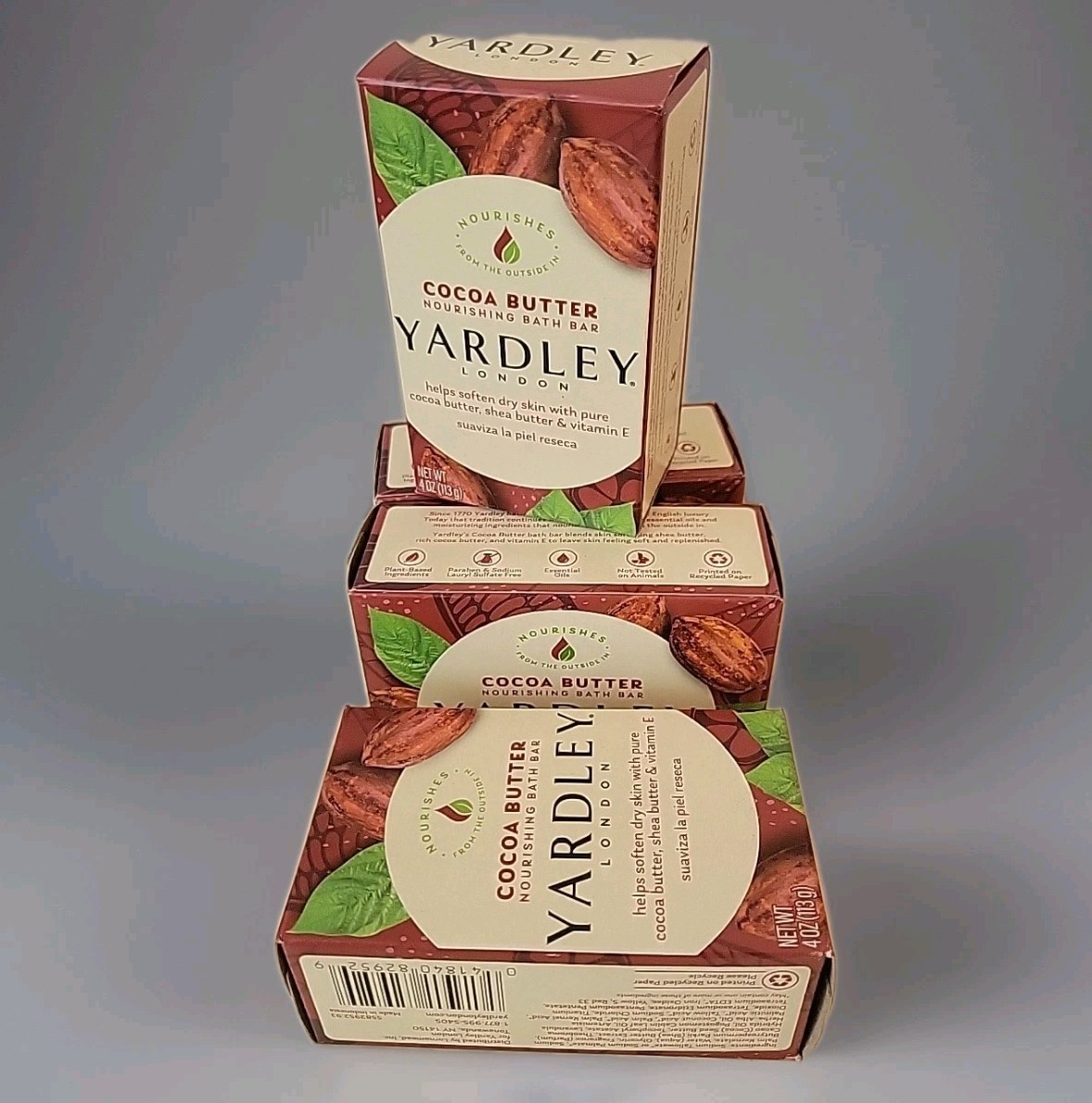 Yardley London Cocoa Butter Soap Set of 4 NIB Smell Luxury Creamy Smooth