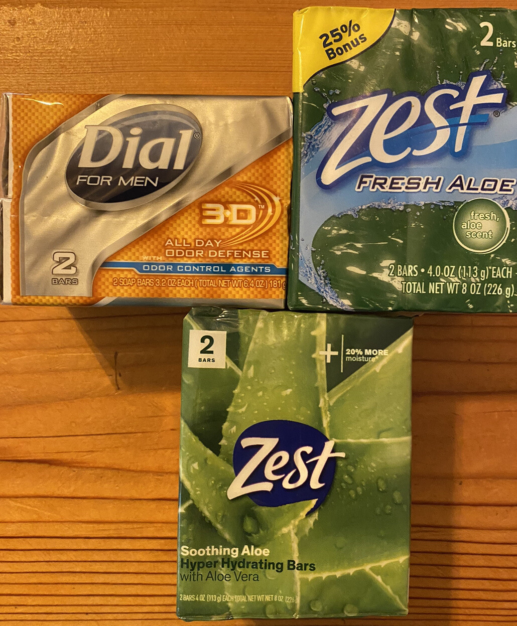 DIAL 3D, ZEST FRESH ALOE, SOOTHING ALOE Scent Bar Soaps Total Six (6) Bars