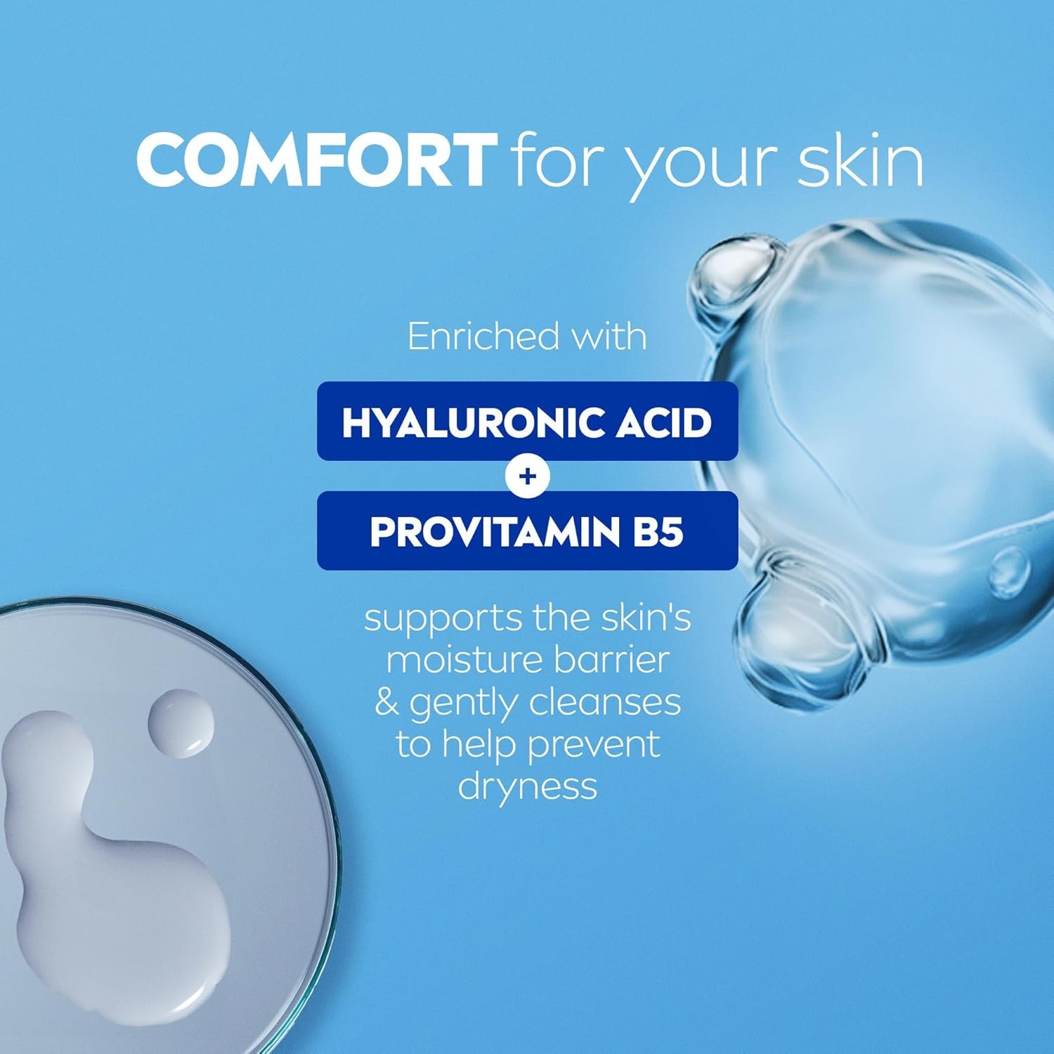 Derma Comfort Caring Body Wash for Normal to Dry Skin, Body Wash with Hyaluronic