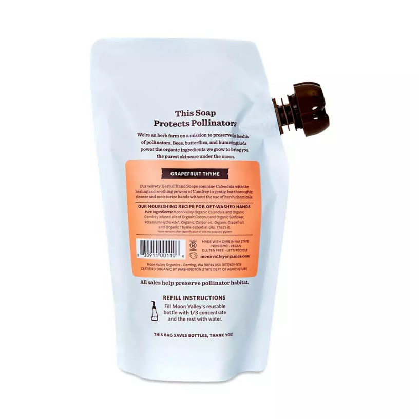 Moon Valley Organics Grapefruit Thyme Refill Hand Soap 10.7 oz (Pack of 2)