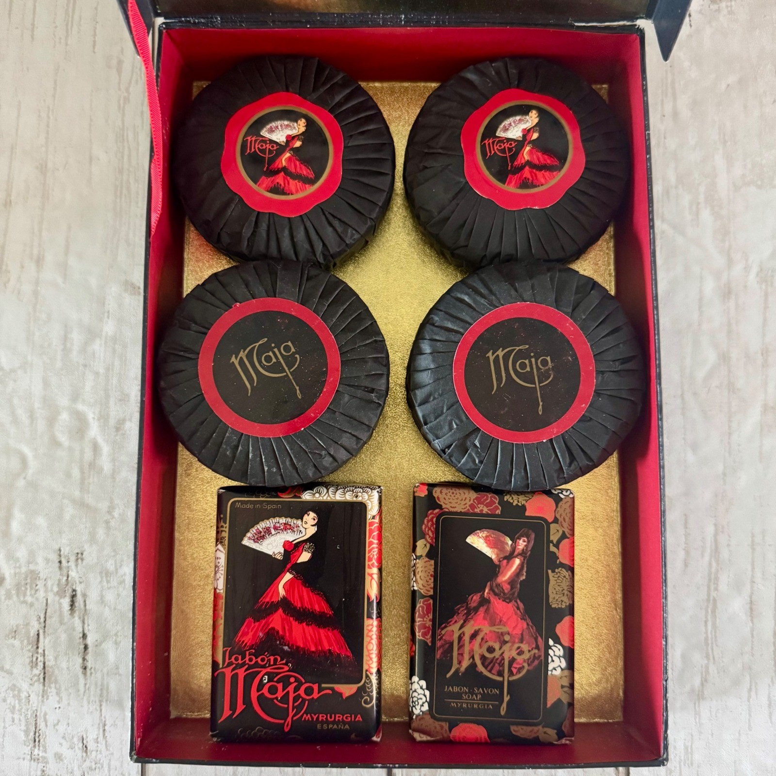 Maja Myrurgia Jabon Luxury Soap 6 Sealed Bar Gift Set Vintage Flamenco Box