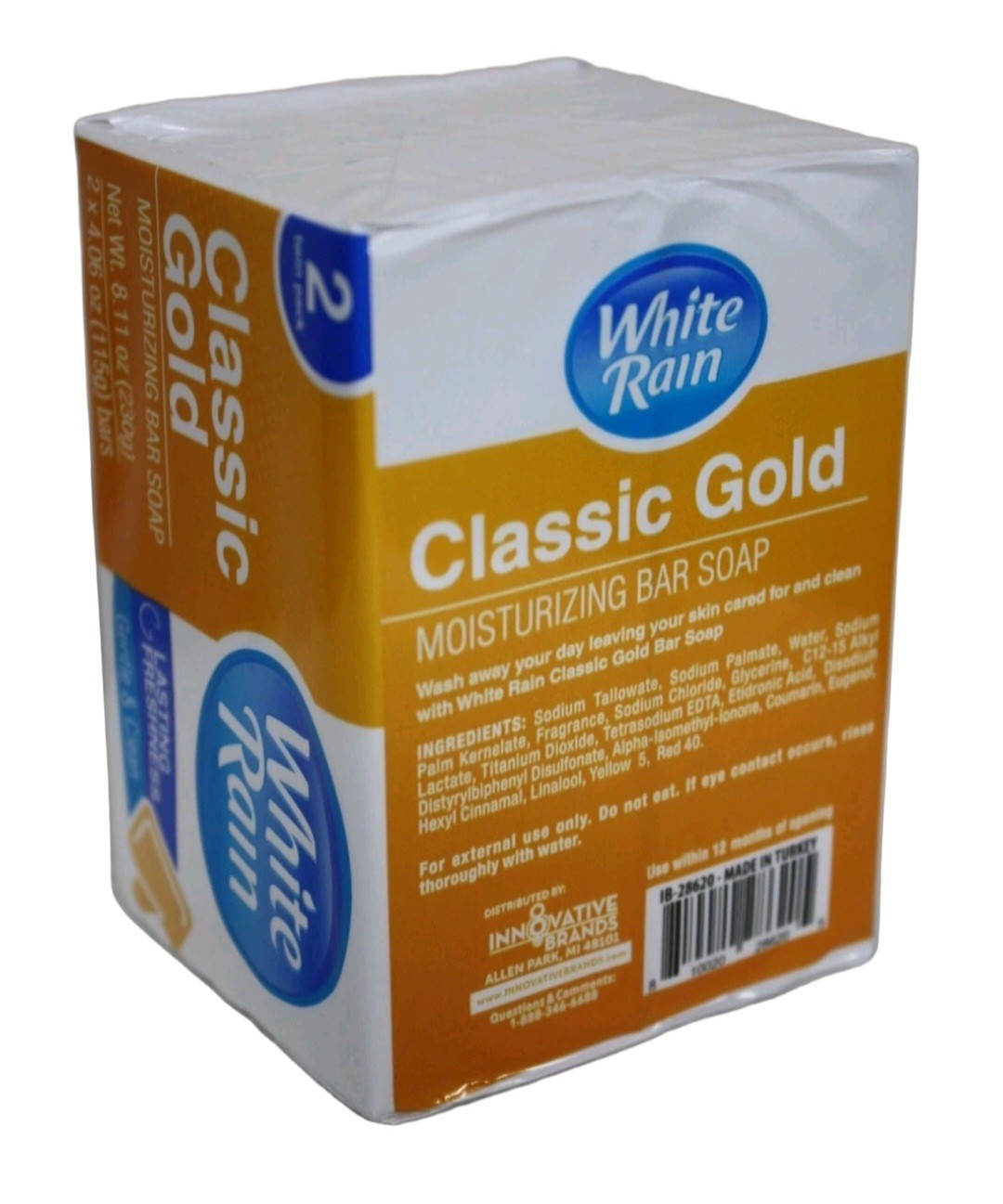 🧡 WHITE RAIN 🧡 (2-BARS) 4.06 Oz 🧡🫧 ●CLASSIC GOLD● 🫧 ≈MOISTURIZING≈ Soap 🫧.