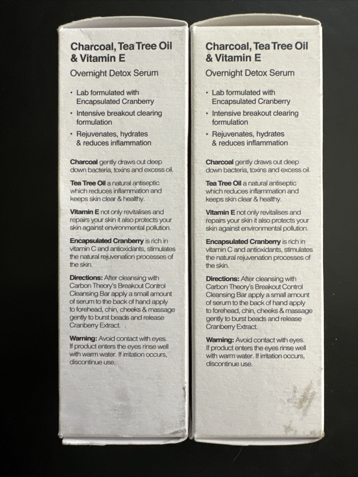 Carbon Theory Charcoal Tea Tree Oil Vitamin E Overnight Serum 1oz each – 2 Pack