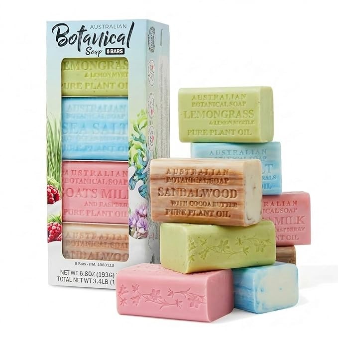 Australian Botanical Goat Milk Bar Soap 8 Pack Triple Milled Shea Butter 6.8 Oz