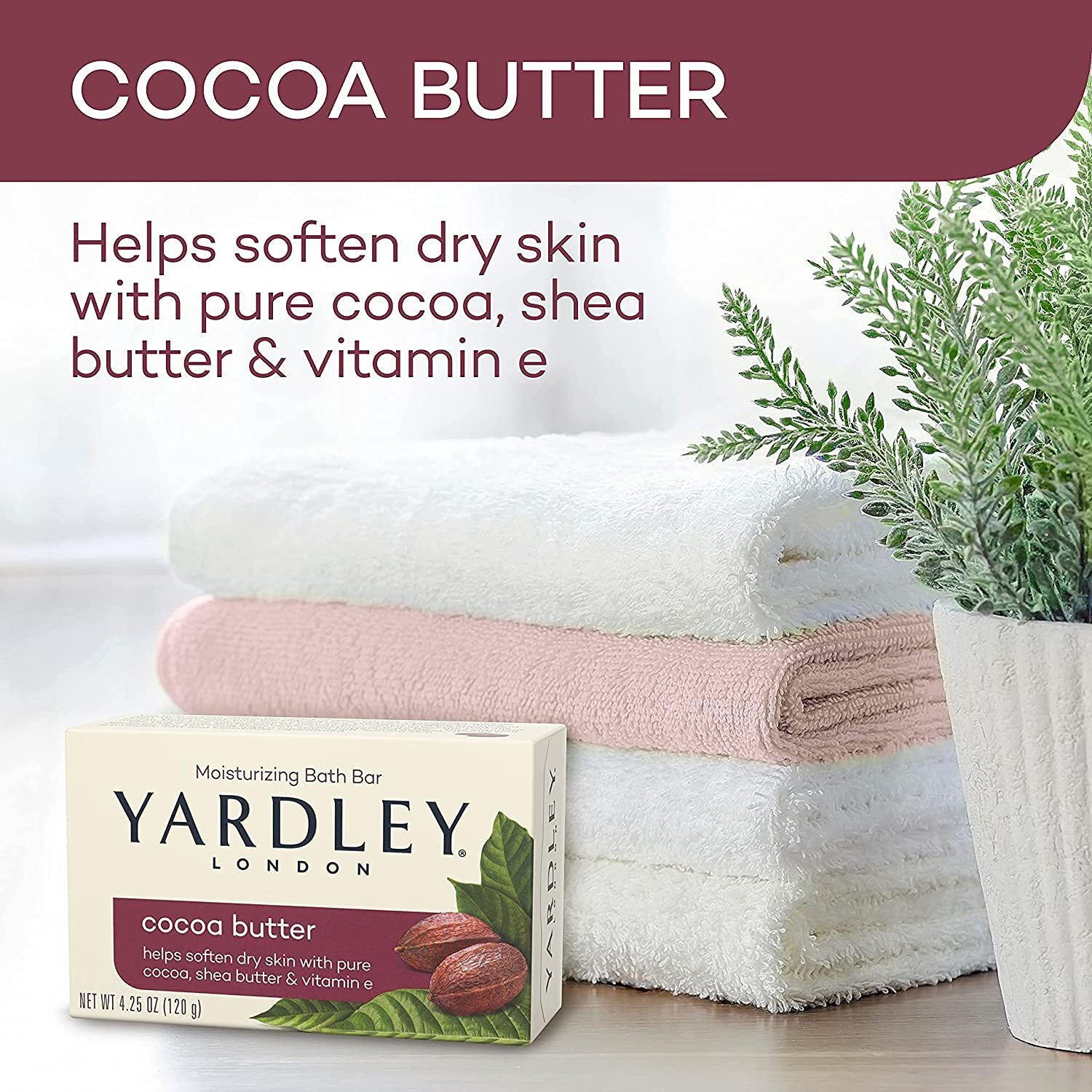 Yardley London Cocoa Butter Vitamin E Bar Soap 4.25 Ounce Pack of 6