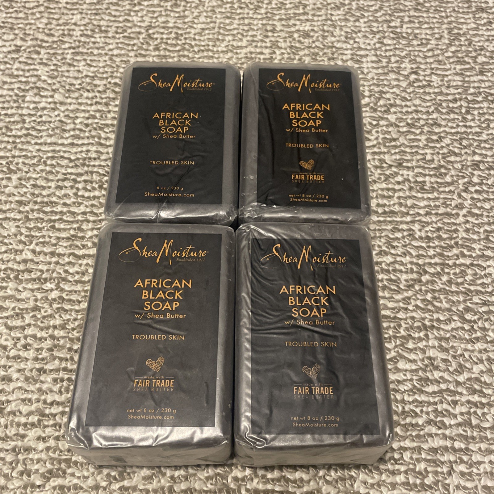 (4) Shea Moisture African Black Soap W/ Shea Butter For Troubled Skin 8 oz