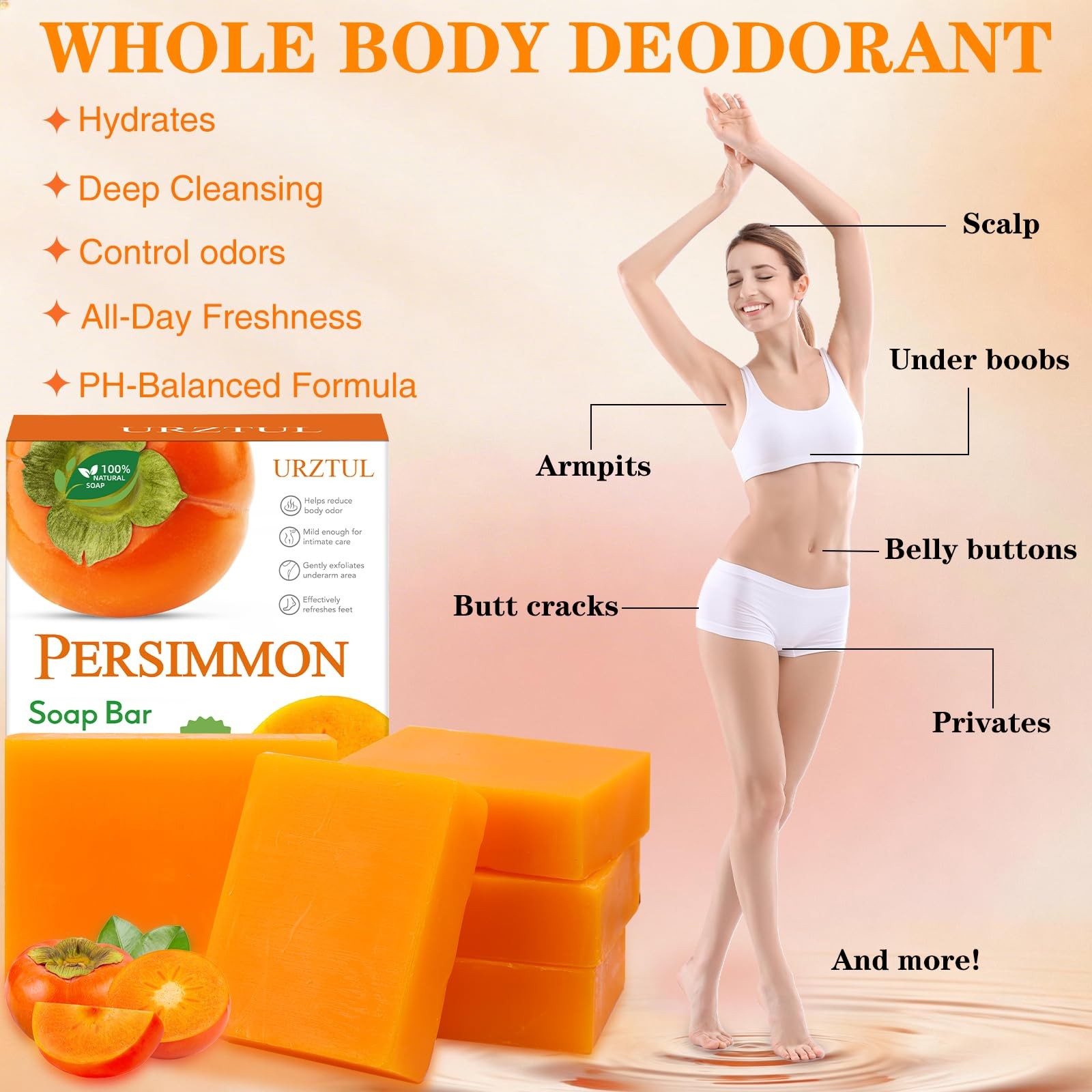 URZTUL 5pc Persimmon Soap Bar Old People Smell