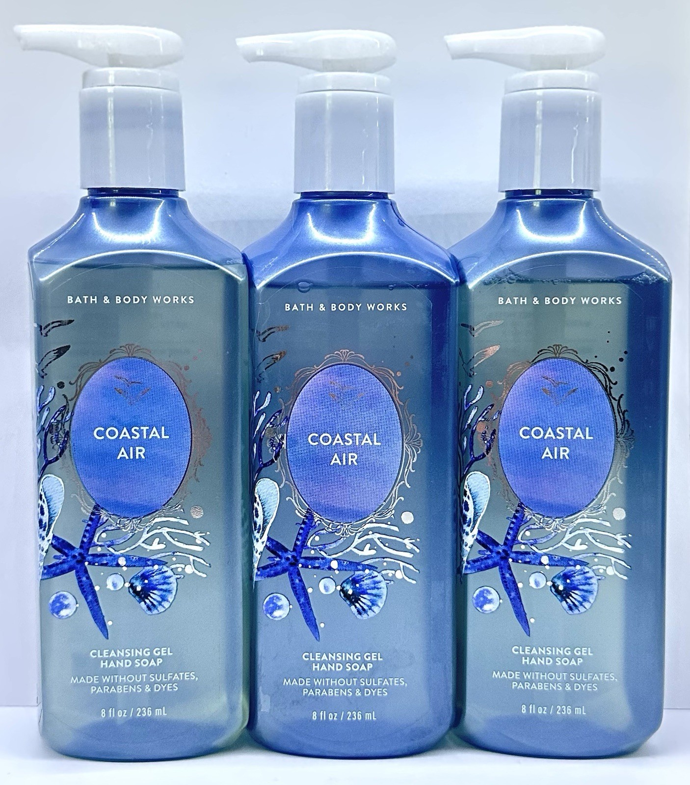 Bath & Body Works Cleansing Gel Hand Soap Lot Set of 3 COASTAL AIR