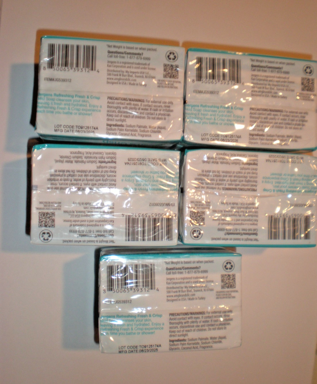 JERGENS MILD SOAP REFRESHING FRESH AND CRISP 5 Two packs 10 Total Bars 3 OZ each